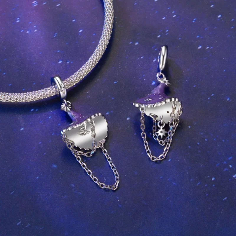 Glow‑in‑the‑Dark Witch Hat S925 Silver Charm