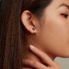 925 Silver Black‑Plated Moon Heart Stud Earrings