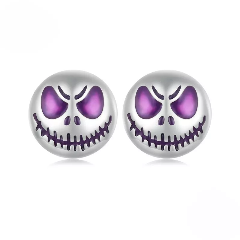 925 Silver Glow‑in‑the‑Dark Skull Stud Earrings