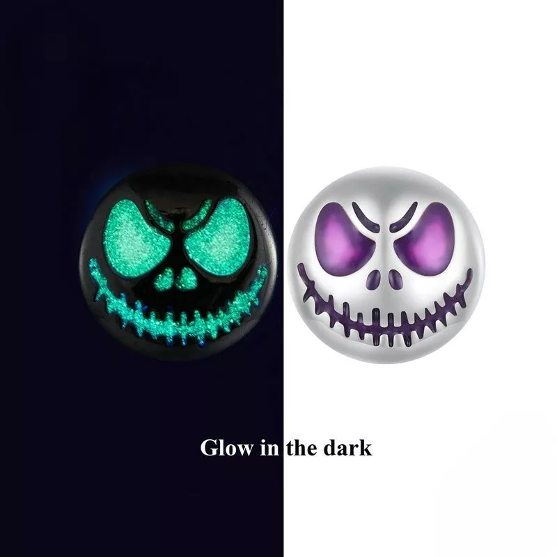 925 Silver Glow‑in‑the‑Dark Skull Stud Earrings