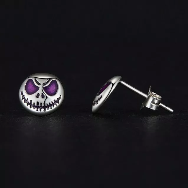 925 Silver Glow‑in‑the‑Dark Skull Stud Earrings