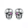 Heart Gem Skull S925 Silver Stud Earrings