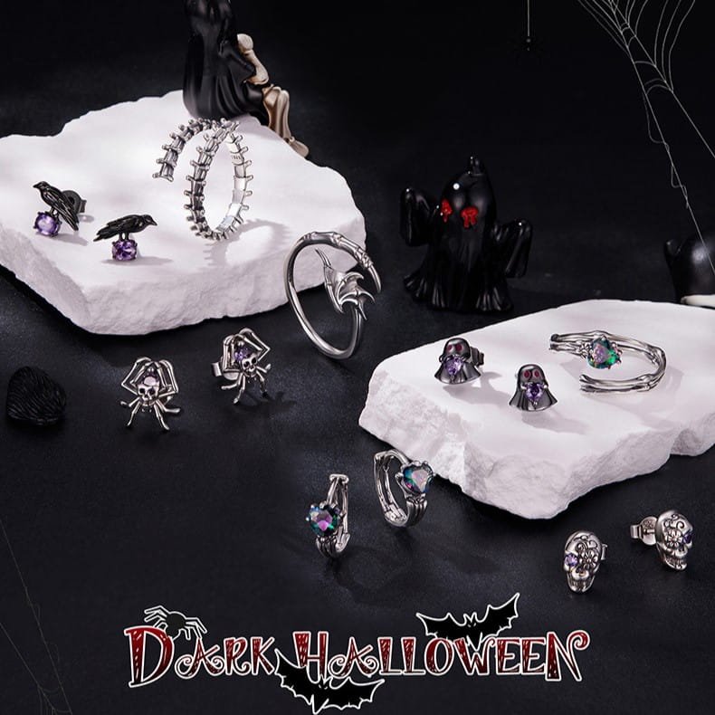 Floral Skull S925 Silver Stud Earrings