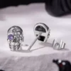 Floral Skull S925 Silver Stud Earrings