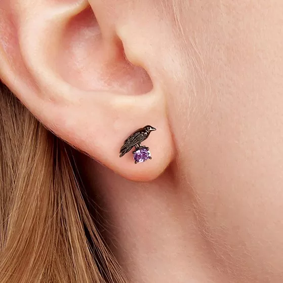 Black Raven S925 Silver Stud Earrings Black Raven S925 Silver Stud Earrings