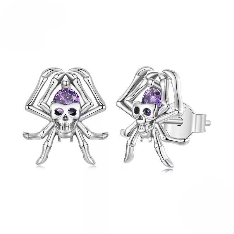 Skull Spider S925 Silver Stud Earrings