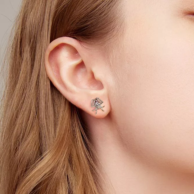 Skull Spider S925 Silver Stud Earrings