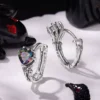 S925 Silver Skeleton Hand Heart Hoop Earrings S925 Silver Skeleton Hand Heart Hoop Earrings