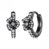 Black Rose S925 Silver Hoop Earrings