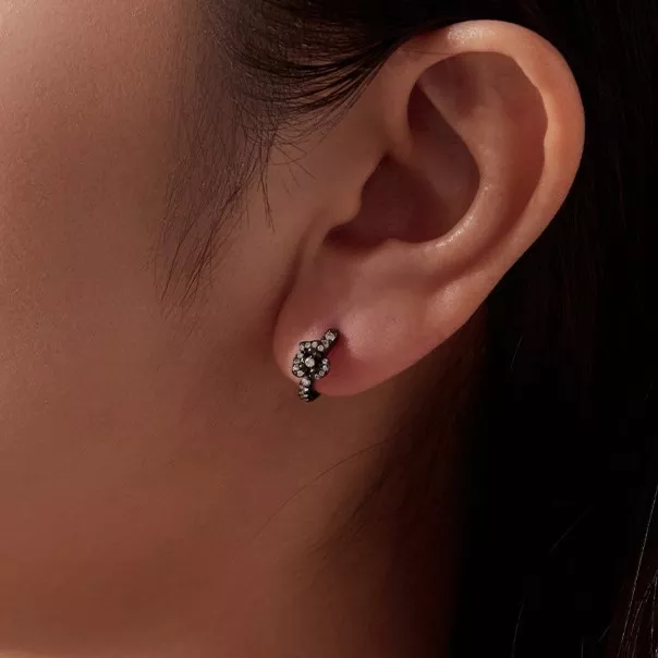 Black Rose S925 Silver Hoop Earrings