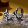 Black Rose S925 Silver Hoop Earrings