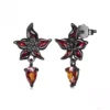 Red Mandala Flower S925 Silver Drop Stud Earrings