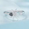 Heart Gem Spider S925 Silver Adjustable Ring