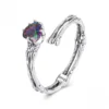Skeleton Hand S925 Silver Open Ring with Rainbow Crystal