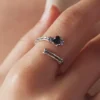 Skeleton Hand S925 Silver Open Ring with Rainbow Crystal