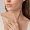Skeleton Hand S925 Silver Open Ring with Rainbow Crystal