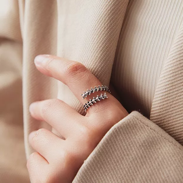 925 Sterling Silver Spine Open Ring