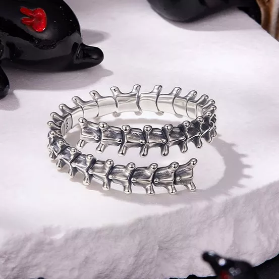 925 Sterling Silver Spine Open Ring