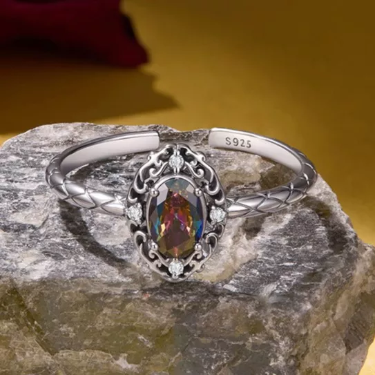 Vintage Filigree Mystic Topaz S925 Silver Ring Vintage Filigree Mystic Topaz S925 Silver Ring