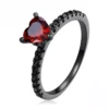 925 Silver Black‑Plated Heart Red Gem Ring 925 Silver Black‑Plated Heart Red Gem Ring