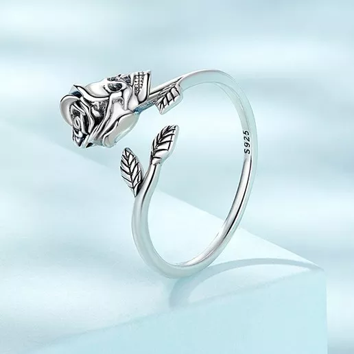 Skull Rose S925 Sterling Silver Open Ring