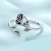 Skull Rose S925 Sterling Silver Open Ring