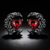 925 Silver Black‑Plated Moon Heart Stud Earrings