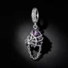 925 Silver Spider Web Purple Crystal Dangle Charm