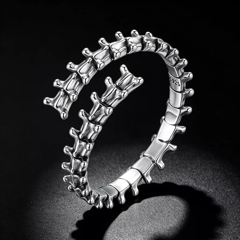 925 Sterling Silver Spine Open Ring