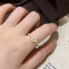 S925 Shell Clover Adjustable Ring