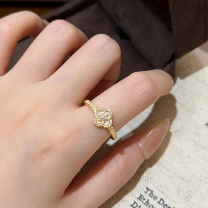S925 Shell Clover Adjustable Ring