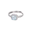S925 Silver Light Blue Cushion Cut Ring